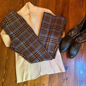 Future Collective Brown & Blue Plaid Flare Pants 💙